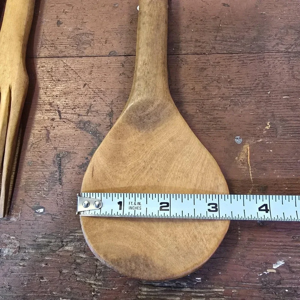 Vintage Hand Carved Wooden Utensil Set Tribal African Decor Art Spoon Fork